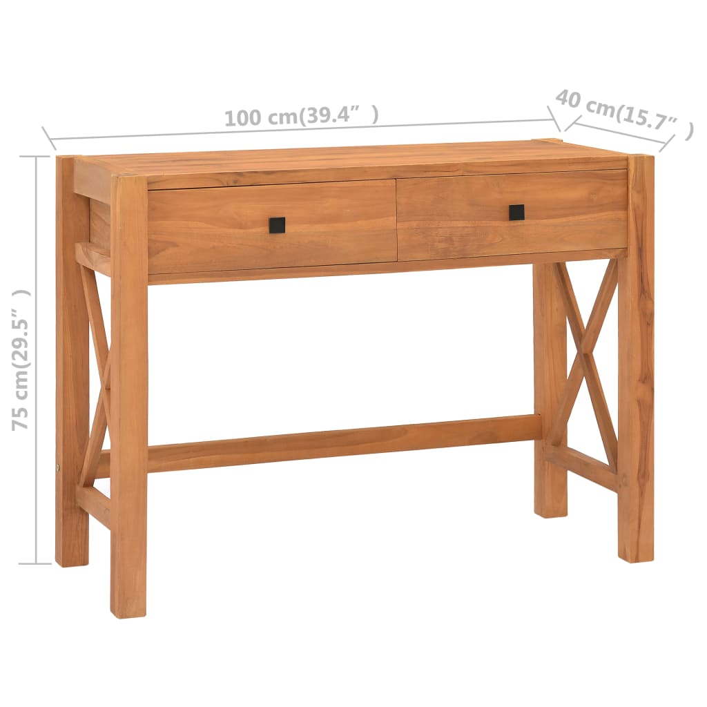 Bureau met 2 lades 100x40x75 cm teakhout