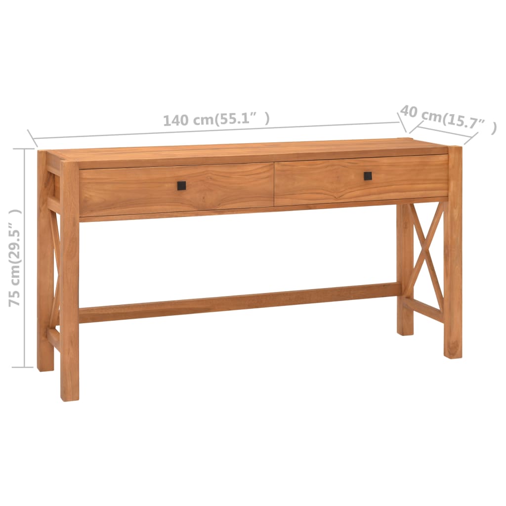 Bureau met 2 lades 100x40x75 cm teakhout