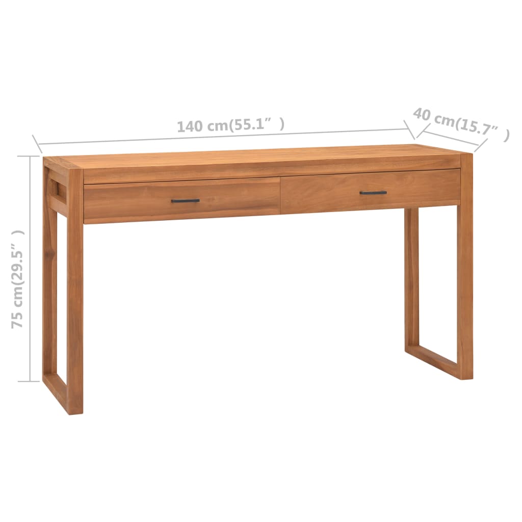 Bureau met 2 lades 140x40x75 cm teakhout