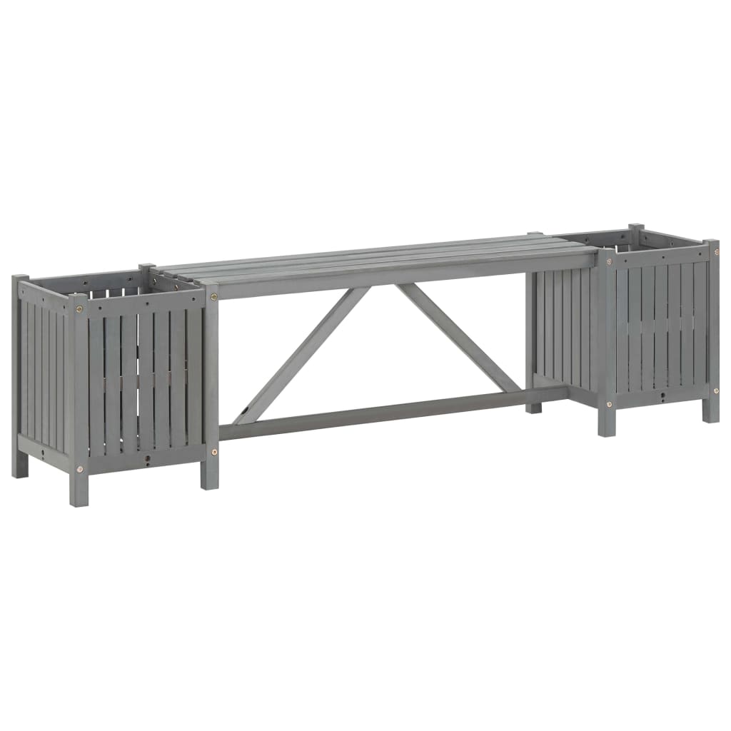 Tuinbank met 2 bloembakken 150x30x40 cm massief acaciahout