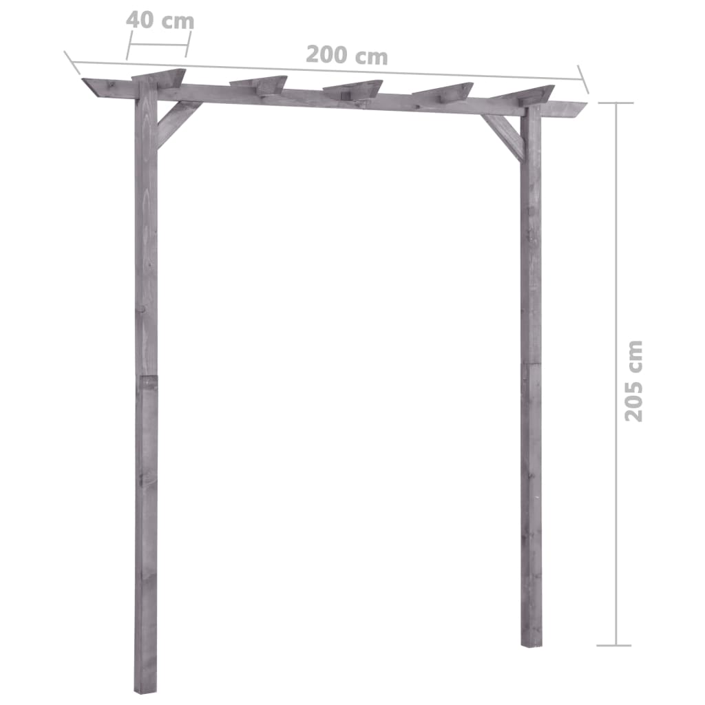 Pergola 200x40x205 cm geïmpregneerd grenenhout grijs