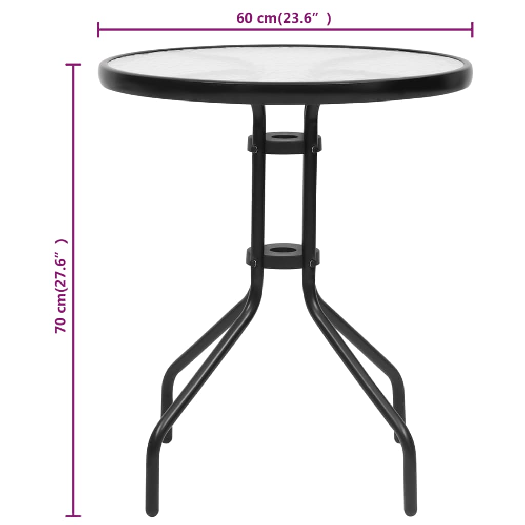 Tuintafel 70x70x70 cm staal zwart