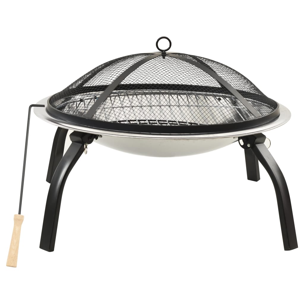 Vuurschaal en barbecue 2-in-1 met pook 56x56x49 cm staal