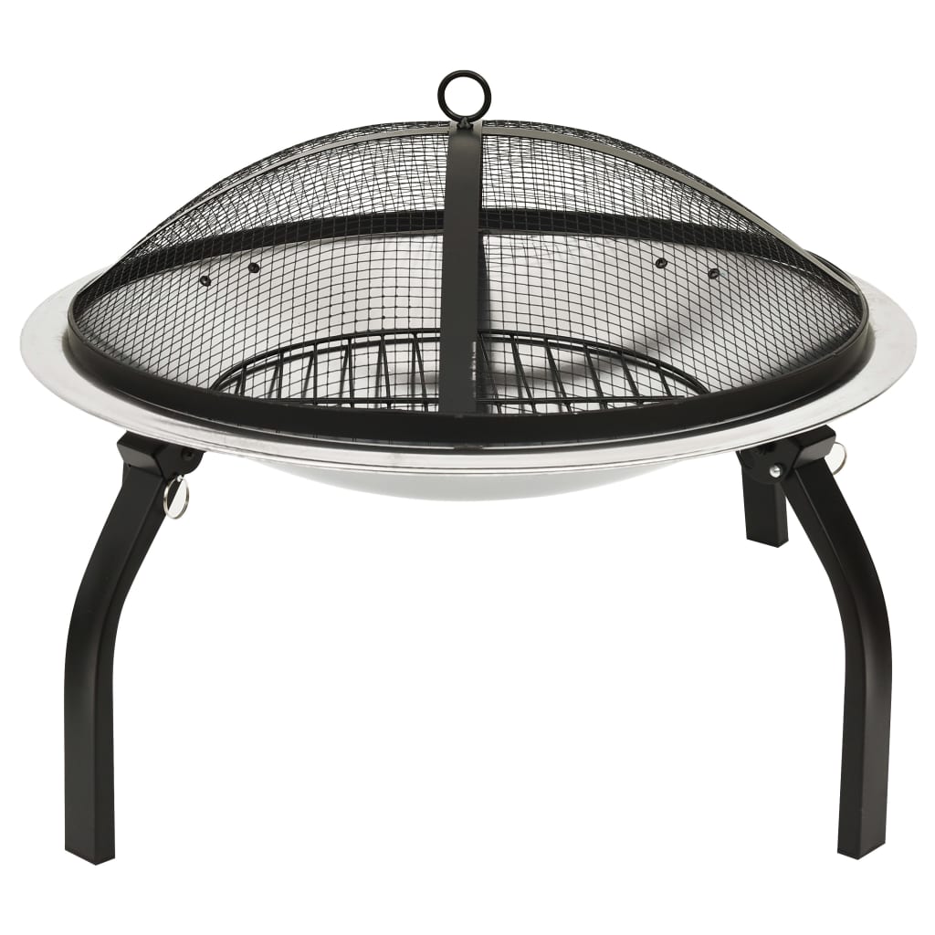 Vuurschaal en barbecue 2-in-1 met pook 56x56x49 cm staal