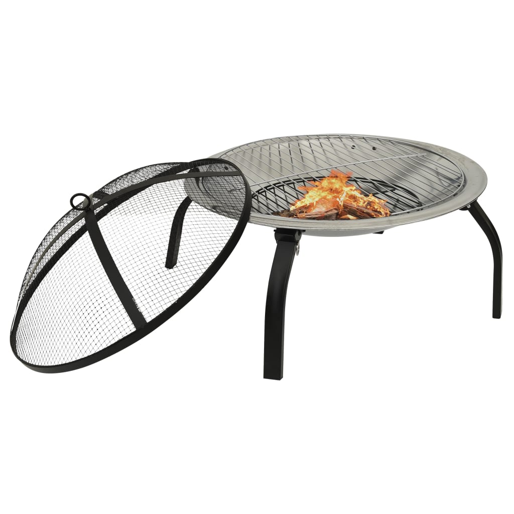 Vuurschaal en barbecue 2-in-1 met pook 56x56x49 cm staal