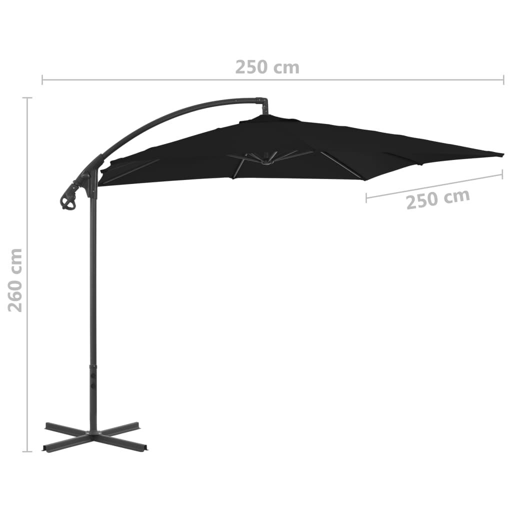 Zweefparasol met stalen paal 250x250 cm