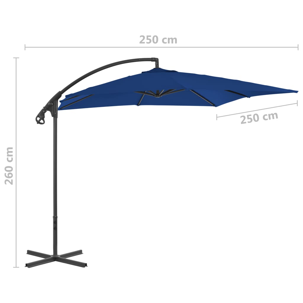 Zweefparasol met stalen paal 250x250 cm