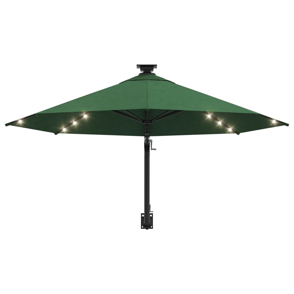 Wandparasol met LED's en metalen paal 300 cm zandkleurig