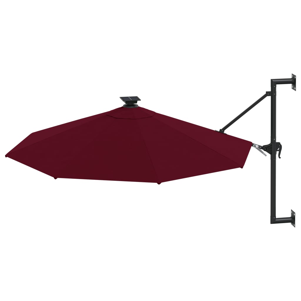 Wandparasol met LED's en metalen paal 300 cm zandkleurig