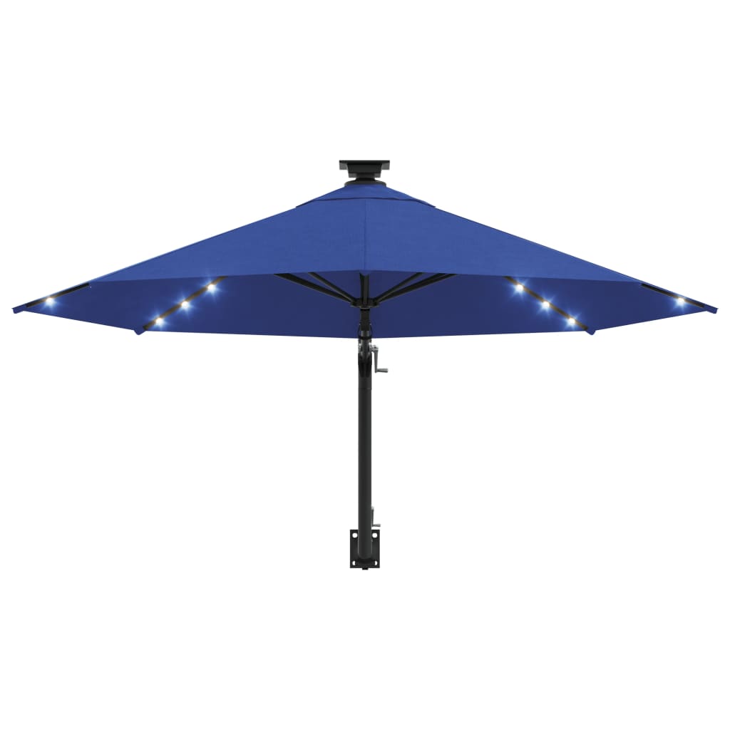 Wandparasol met LED's en metalen paal 300 cm zandkleurig