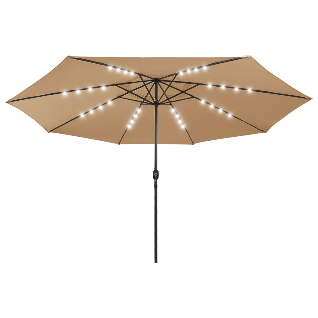 Parasol met LED-verlichting en metalen paal 400 cm azuurblauw