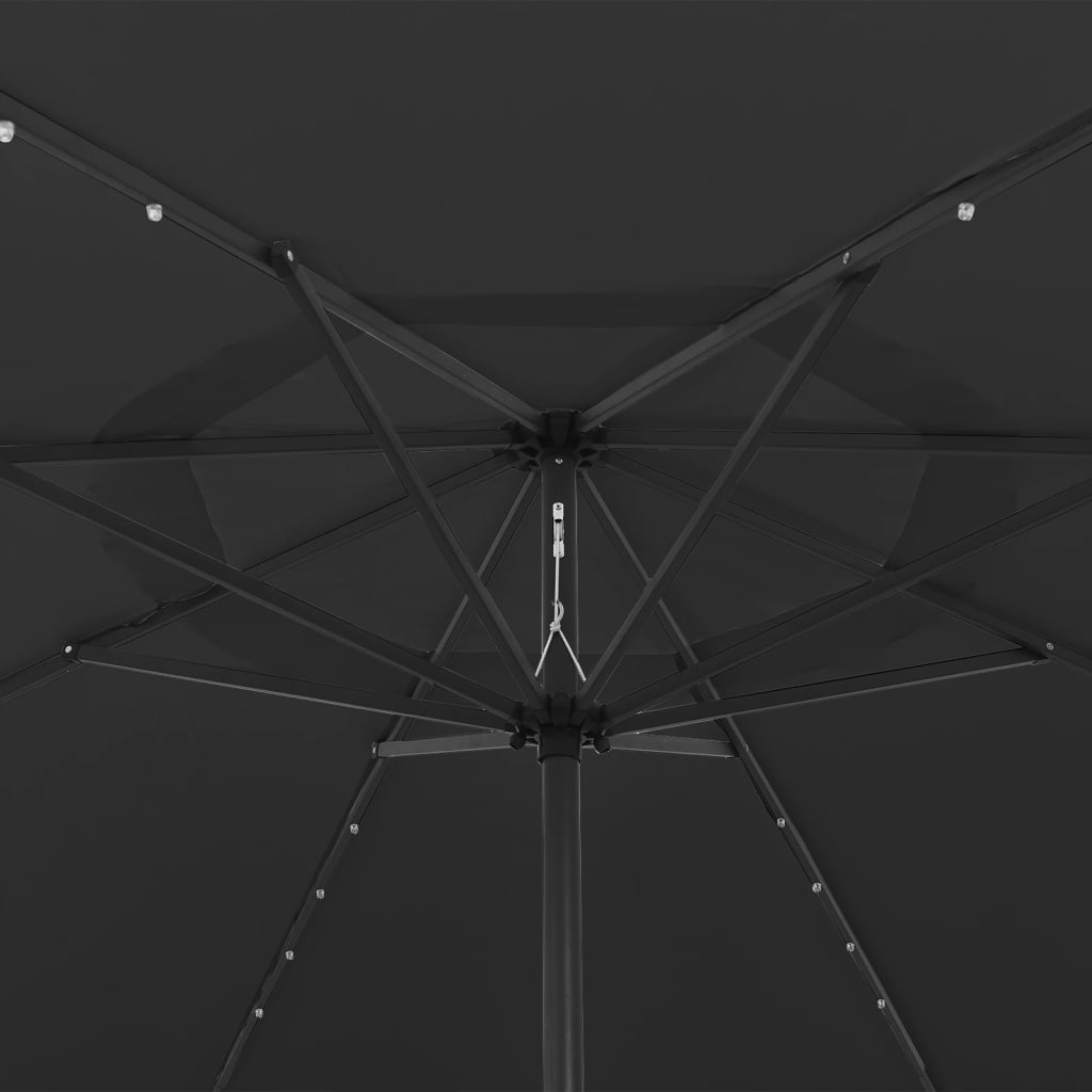 Parasol met LED-verlichting en metalen paal 400 cm azuurblauw