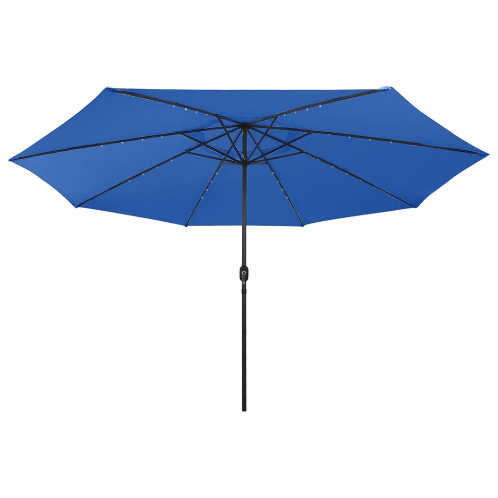 Parasol met LED-verlichting en metalen paal 400 cm azuurblauw