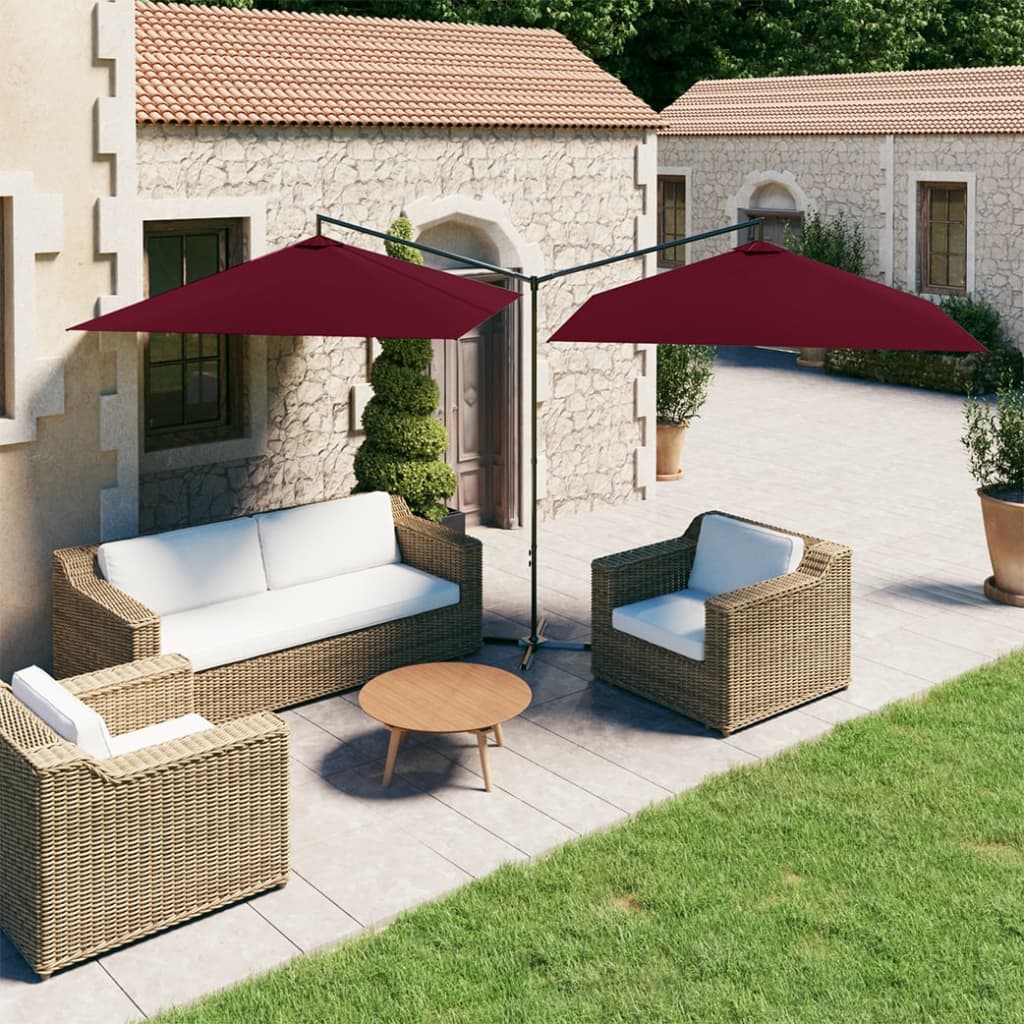 Parasol dubbel met stalen paal 600x300 cm azuurblauw