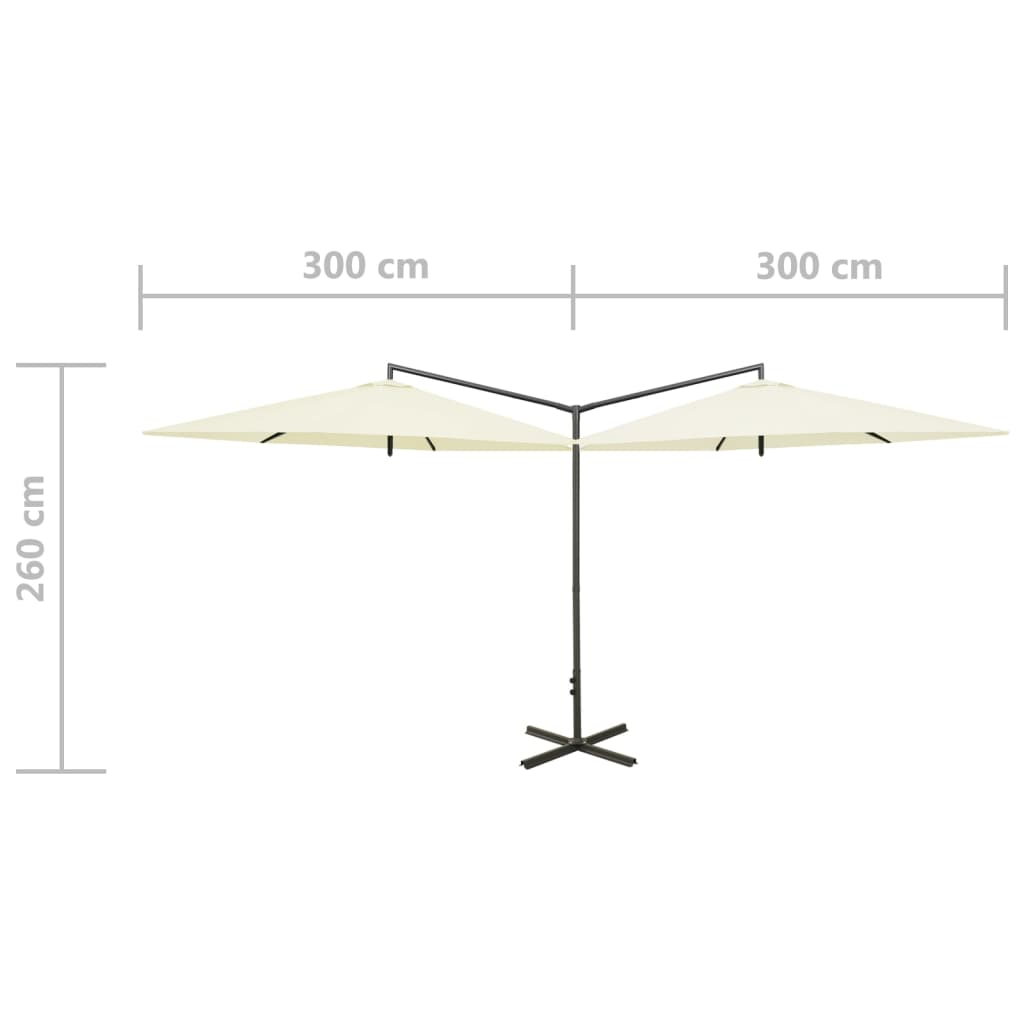 Parasol dubbel met stalen paal 600 cm