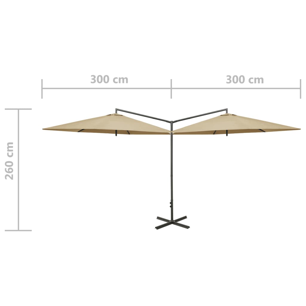 Parasol dubbel met stalen paal 600 cm