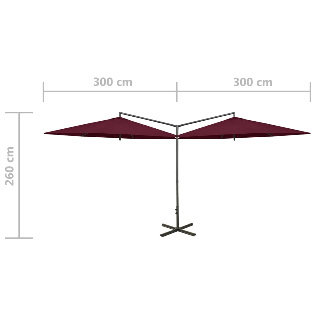 Parasol dubbel met stalen paal 600 cm