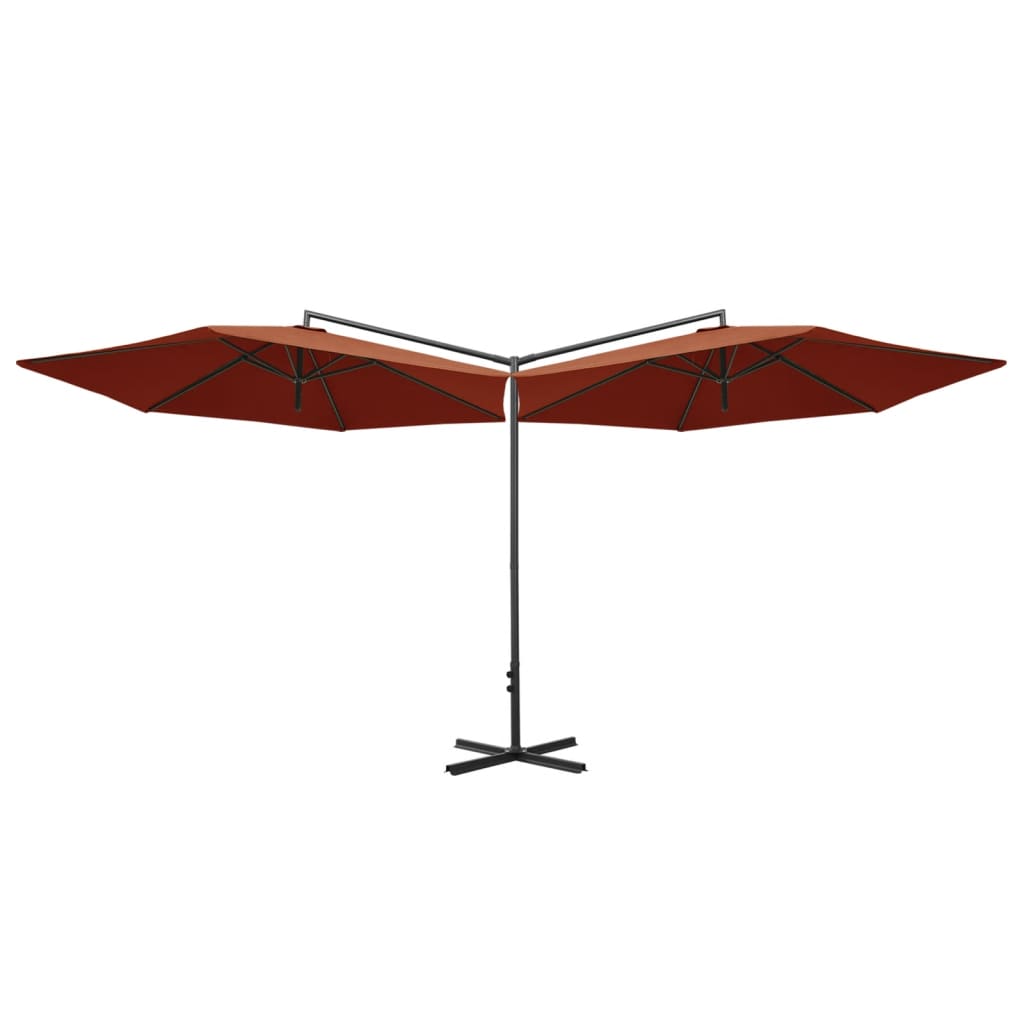 Parasol dubbel met stalen paal 600 cm