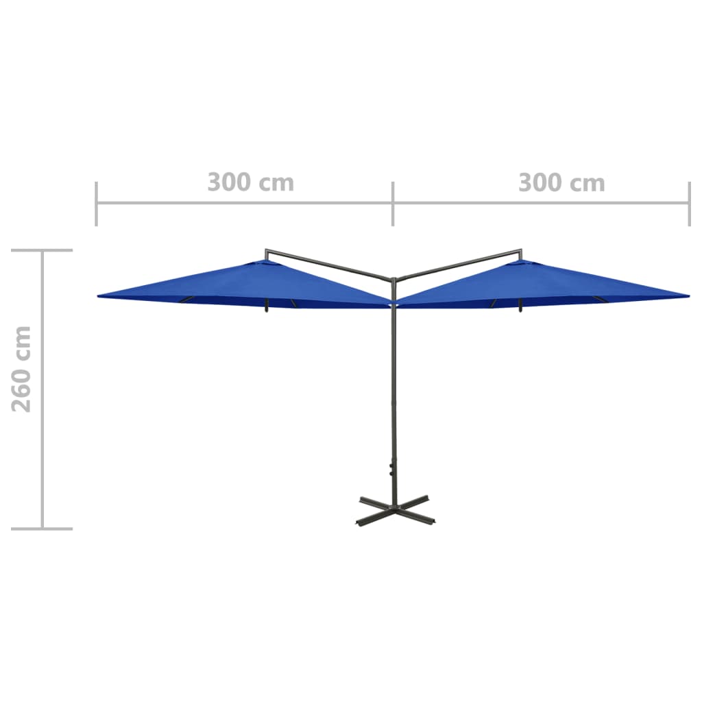 Parasol dubbel met stalen paal 600 cm