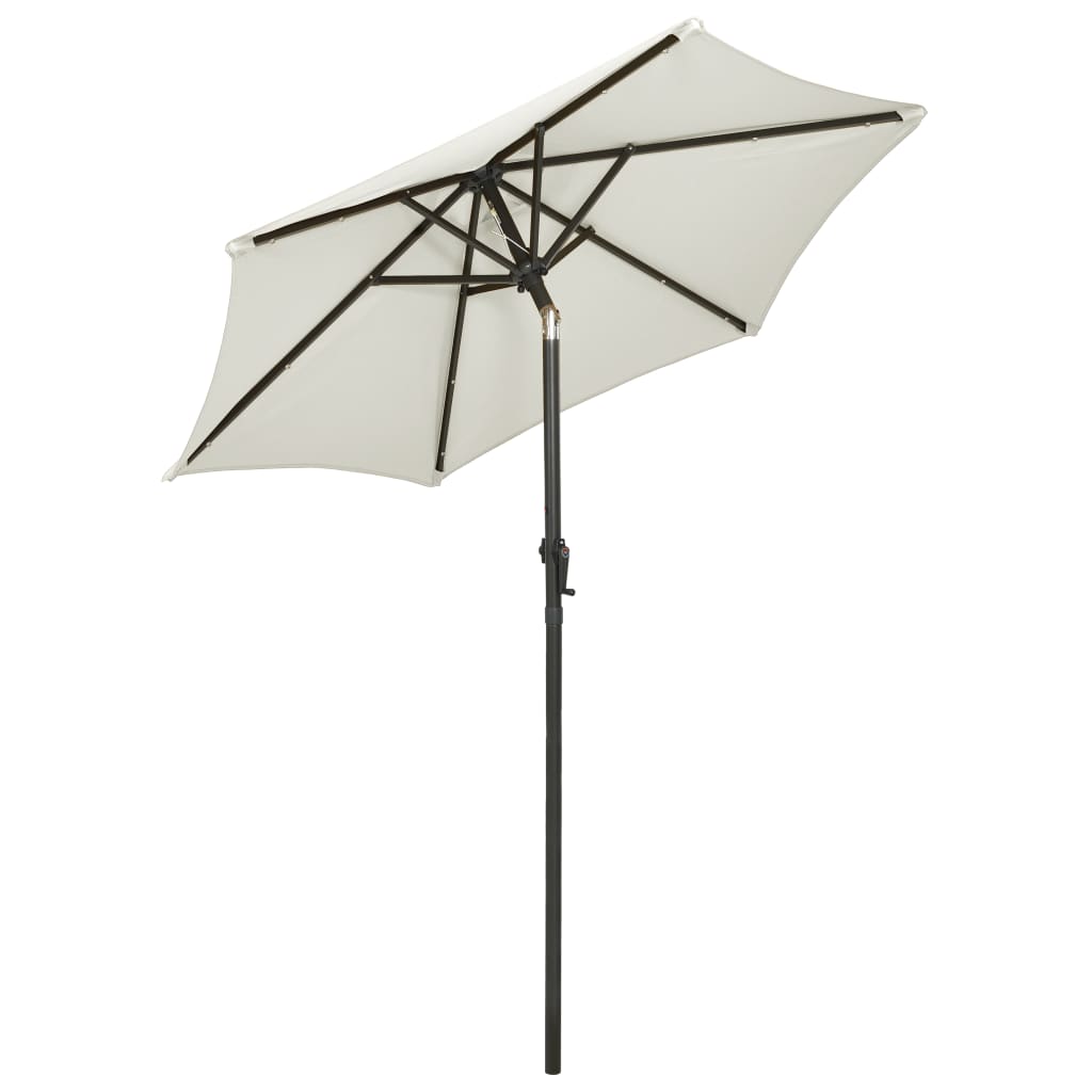 Parasol met LED-verlichting 200x211 cm aluminium azuurblauw