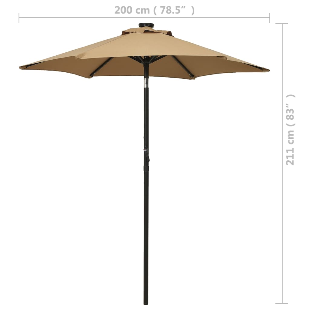 Parasol met LED-verlichting 200x211 cm aluminium azuurblauw