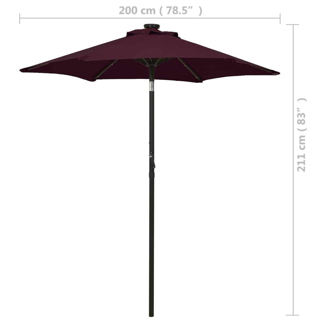 Parasol met LED-verlichting 200x211 cm aluminium azuurblauw