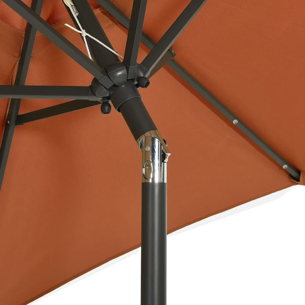 Parasol met LED-verlichting 200x211 cm aluminium azuurblauw