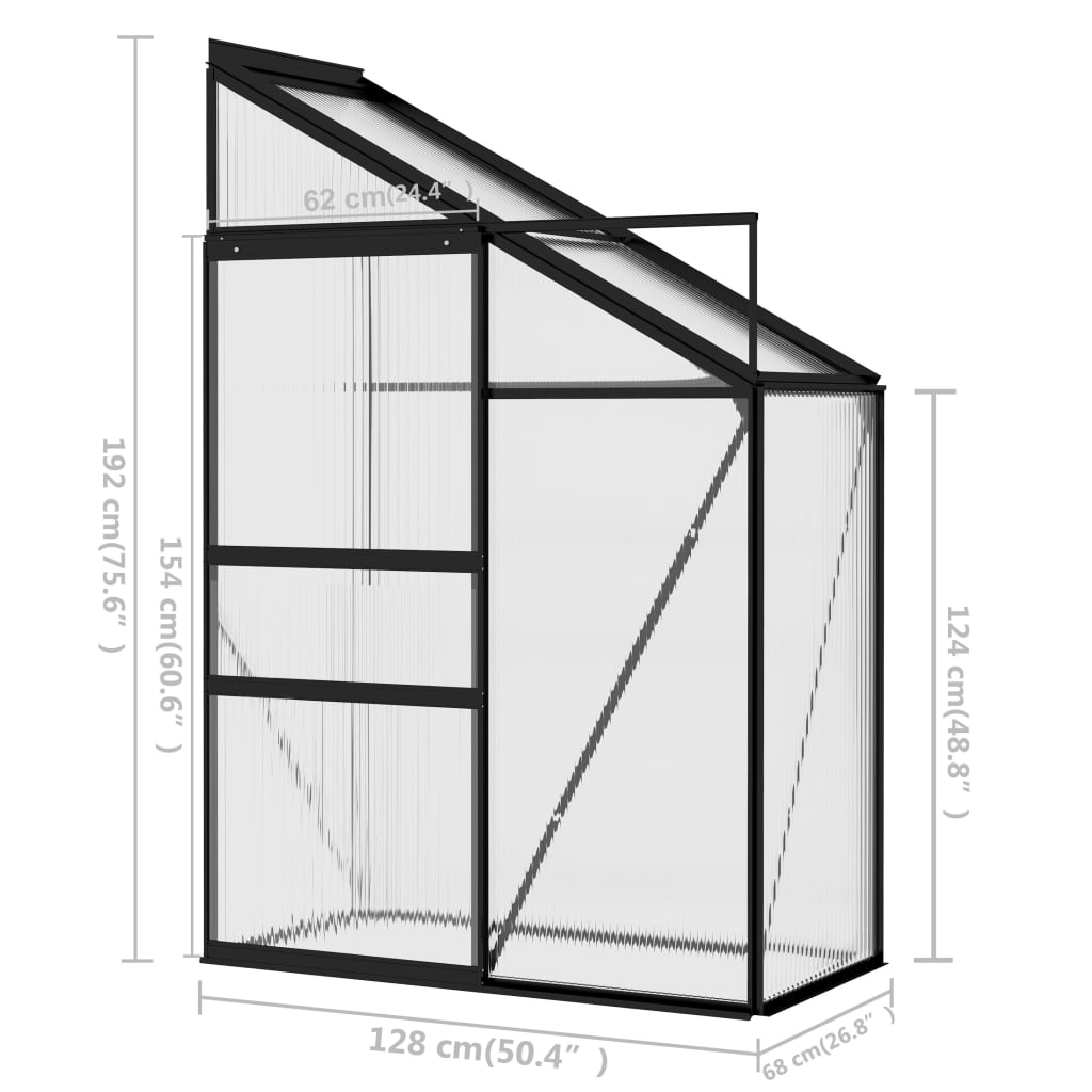 Broeikas 2,59 m³ aluminium antracietkleurig