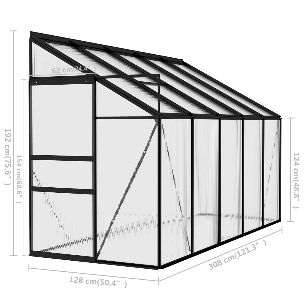 Broeikas 2,59 m³ aluminium antracietkleurig