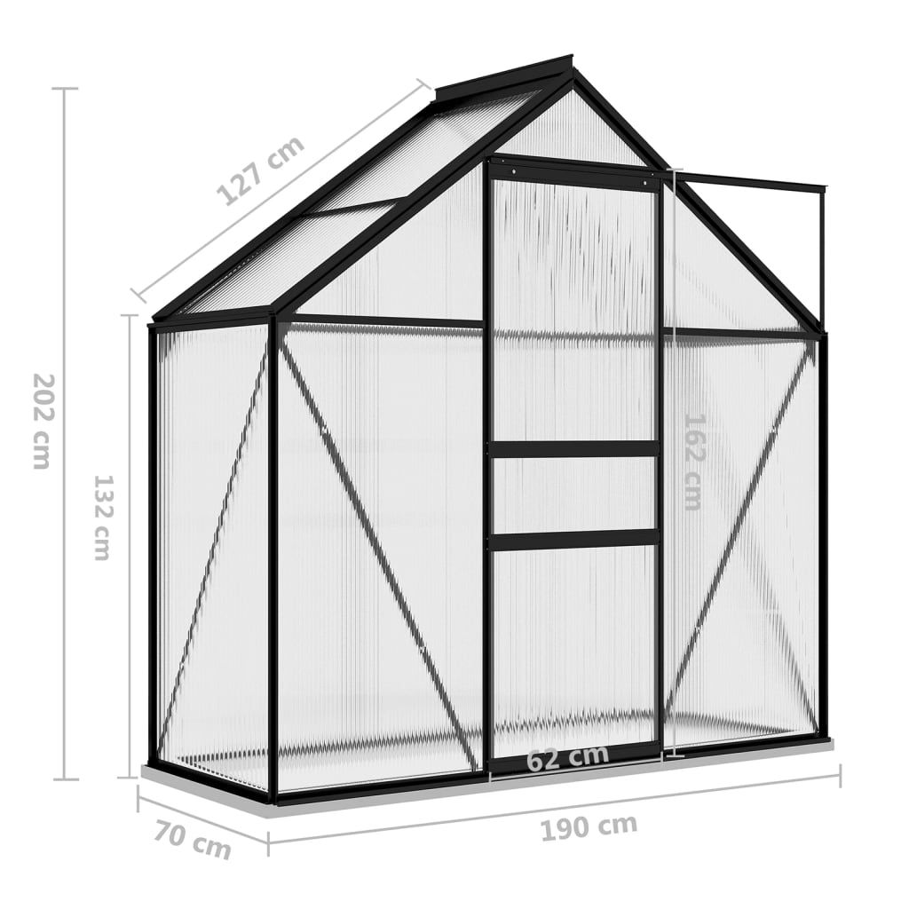 Tuinkas met basisframe 8,17 m³ aluminium antracietkleurig