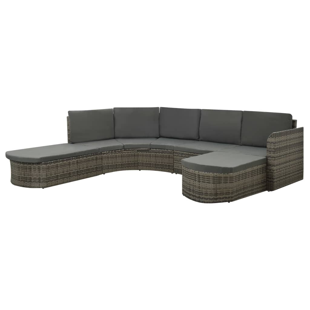 4-delige Loungeset met kussens poly rattan