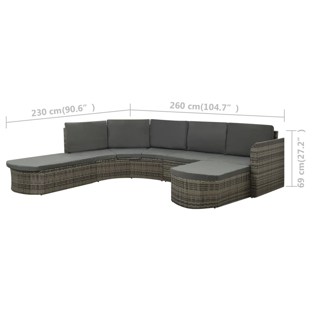 4-delige Loungeset met kussens poly rattan