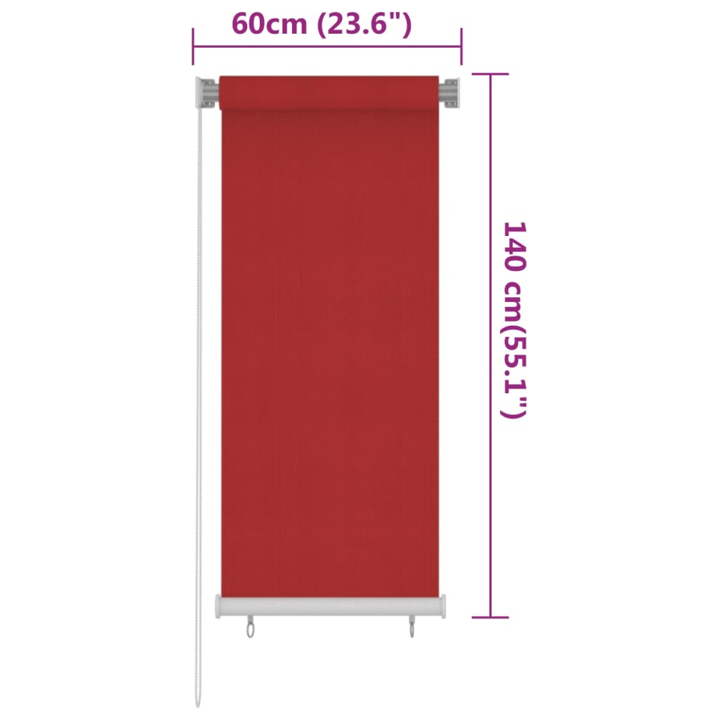 Rolgordijn voor buiten 160x230 cm HDPE rood