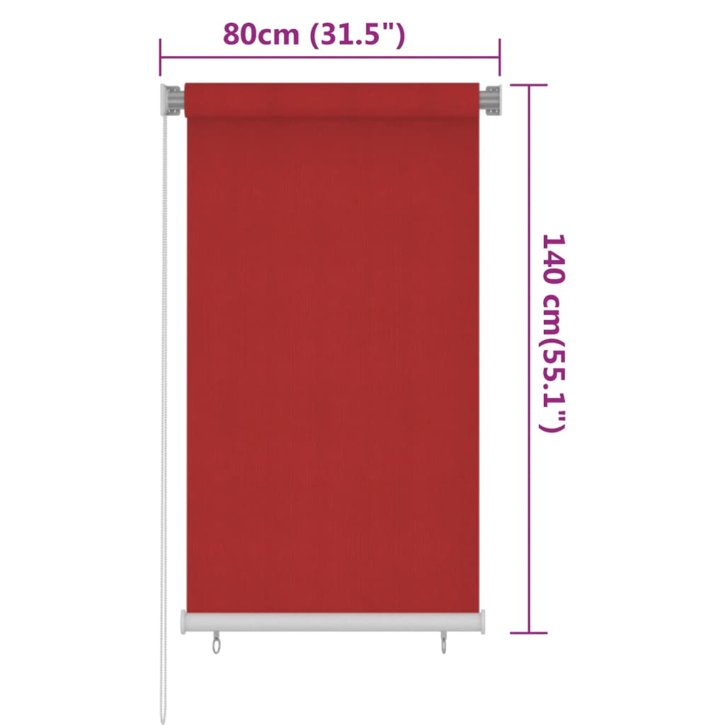 Rolgordijn voor buiten 160x230 cm HDPE rood