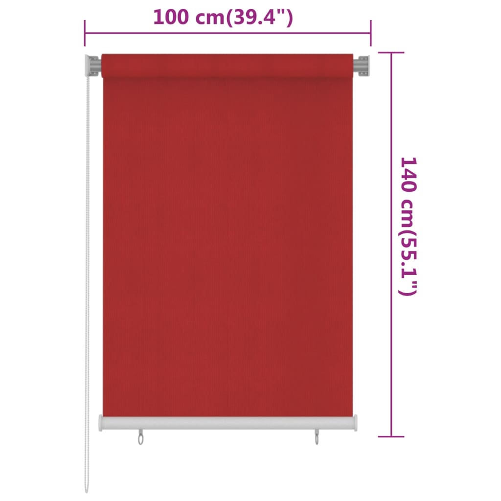 Rolgordijn voor buiten 160x230 cm HDPE rood