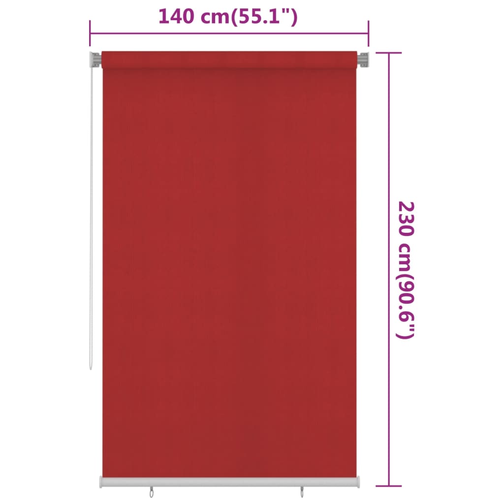 Rolgordijn voor buiten 160x230 cm HDPE rood