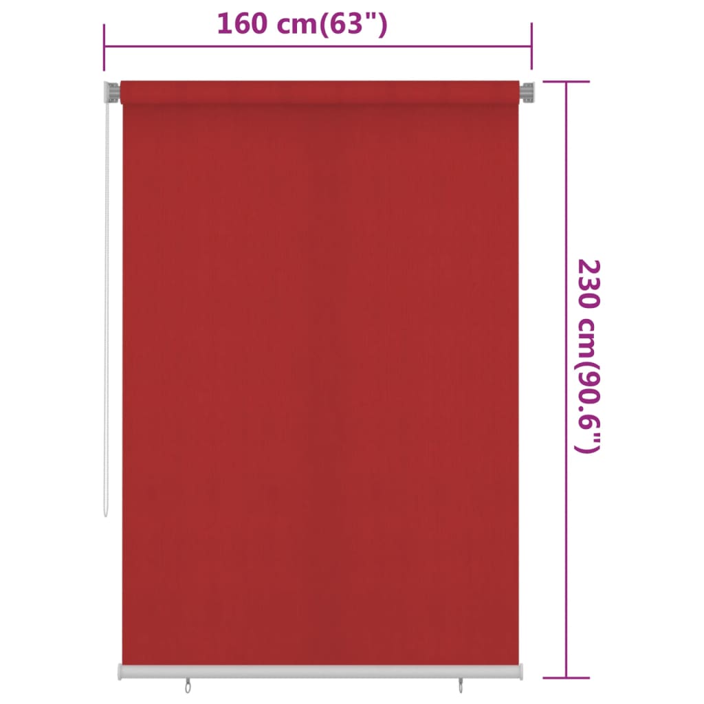 Rolgordijn voor buiten 160x230 cm HDPE rood