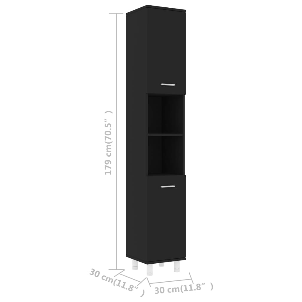 Badkamerkast 30x30x179cm bewerkt hout eikenkleurig