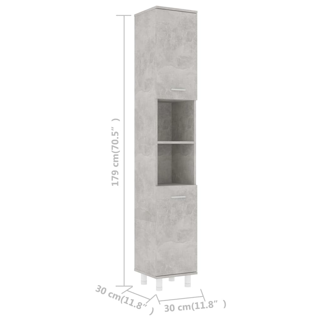 Badkamerkast 30x30x179cm bewerkt hout eikenkleurig