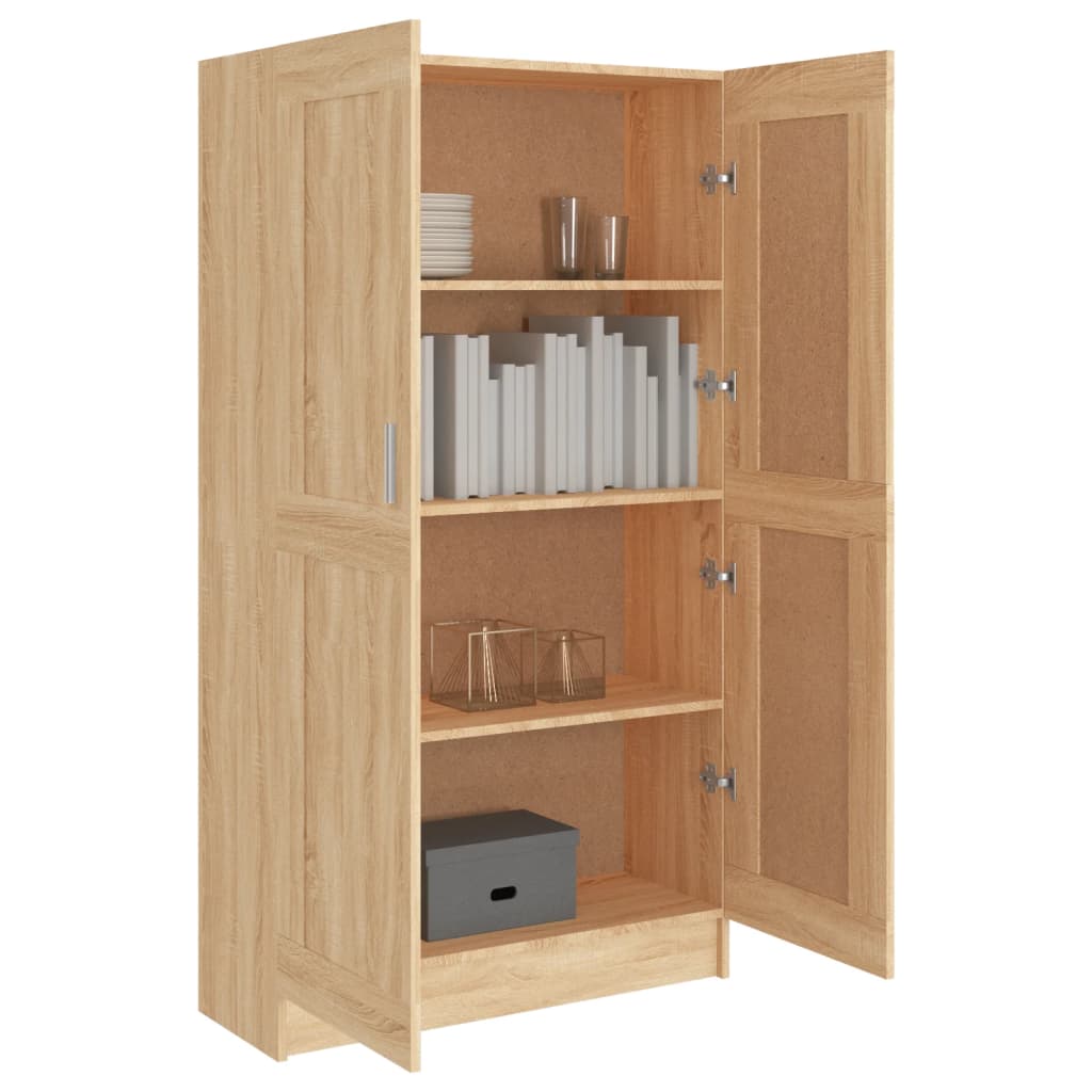 Boekenkast 82,5x30,5x80 cm bewerkt hout eikenkleurig