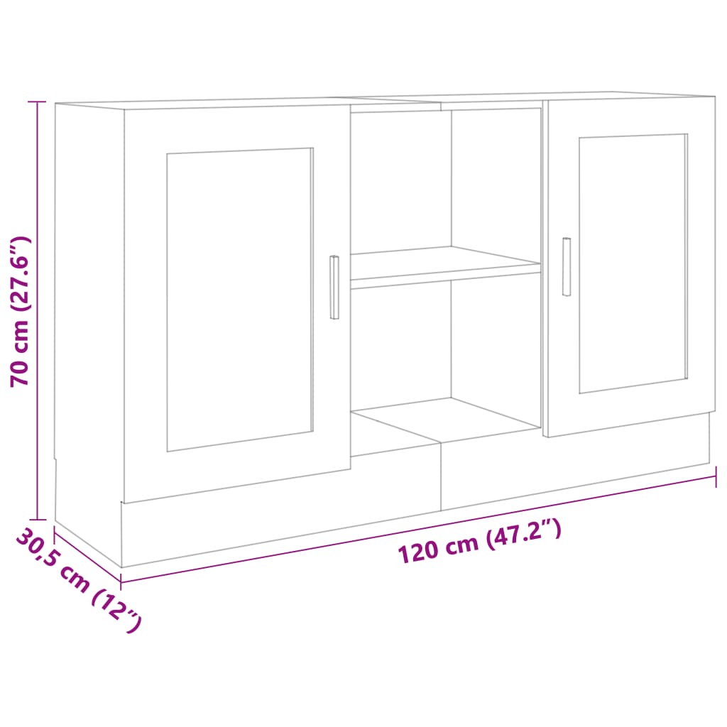 Vitrinekast 120x30,5x70 cm bewerkt hout zwart