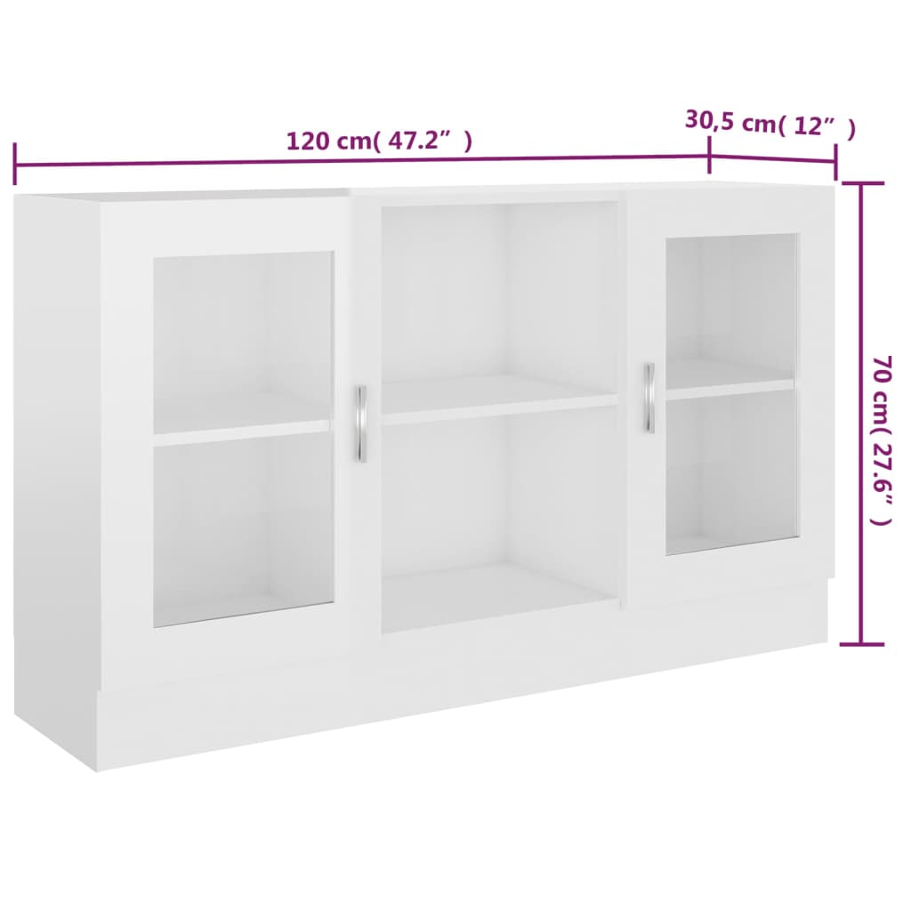 Vitrinekast 120x30,5x70 cm bewerkt hout