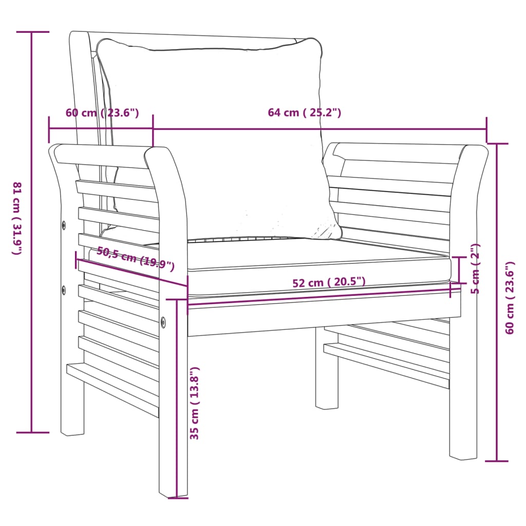 Fauteuils 2 st met crèmewitte kussens massief acaciahout