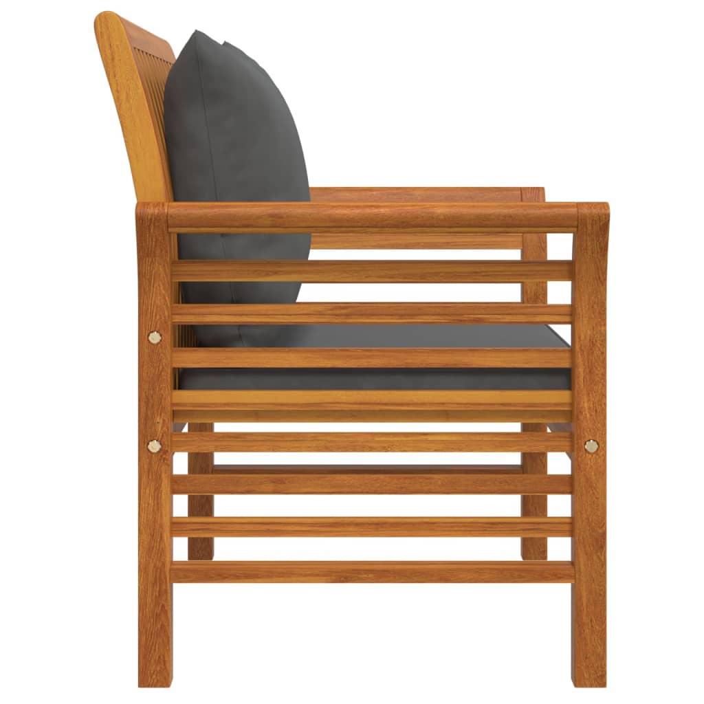 Fauteuils 2 st met crèmewitte kussens massief acaciahout