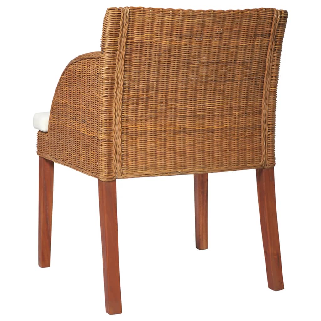 Eetkamerstoelen 2 st met kussens natuurlijk rattan