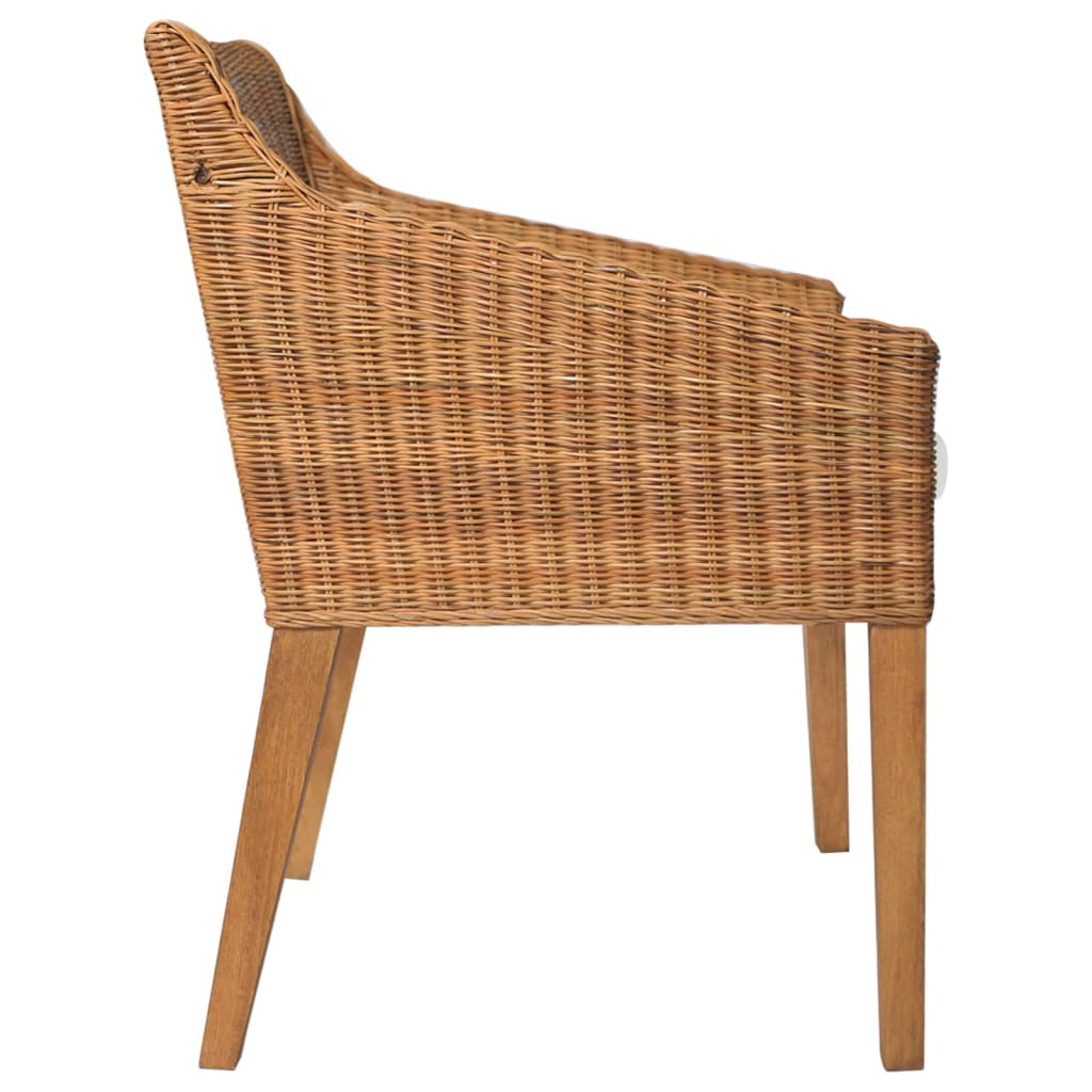 Eetkamerstoelen 2 st met kussens natuurlijk rattan grijs