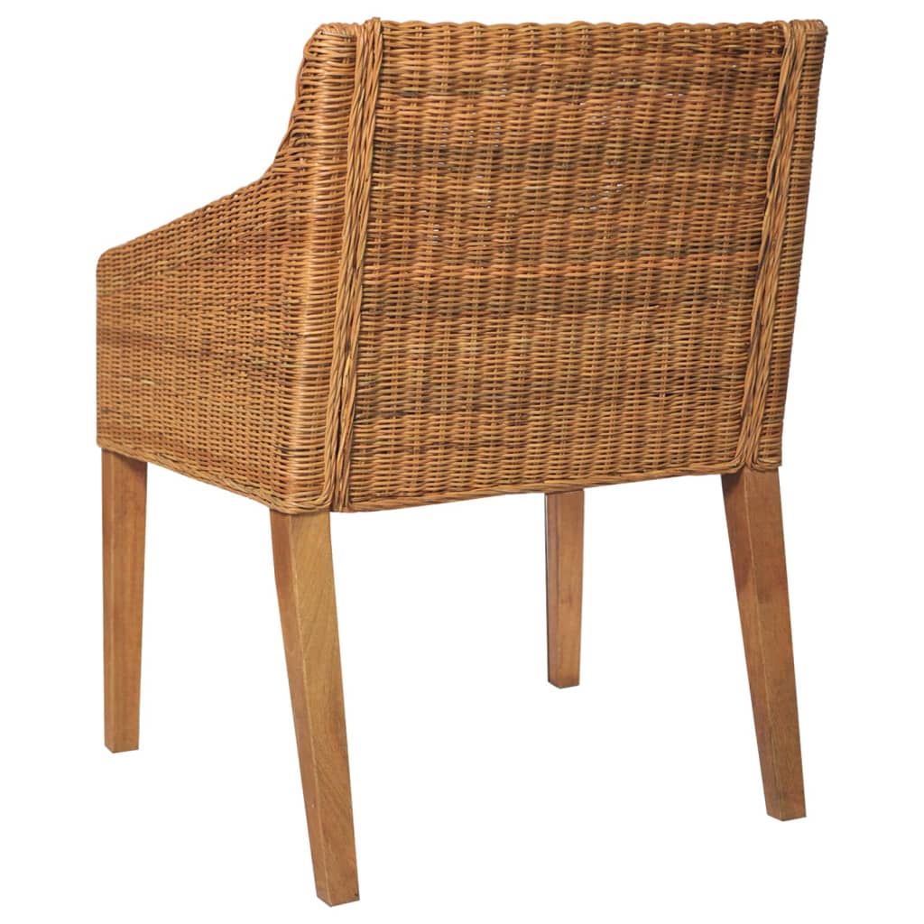 Eetkamerstoelen 2 st met kussens natuurlijk rattan grijs