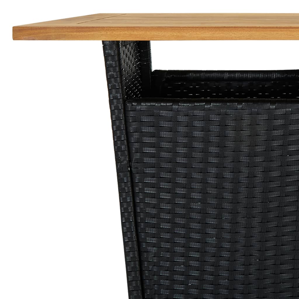 Bartafel 60x60x110 cm poly rattan en massief acaciahout