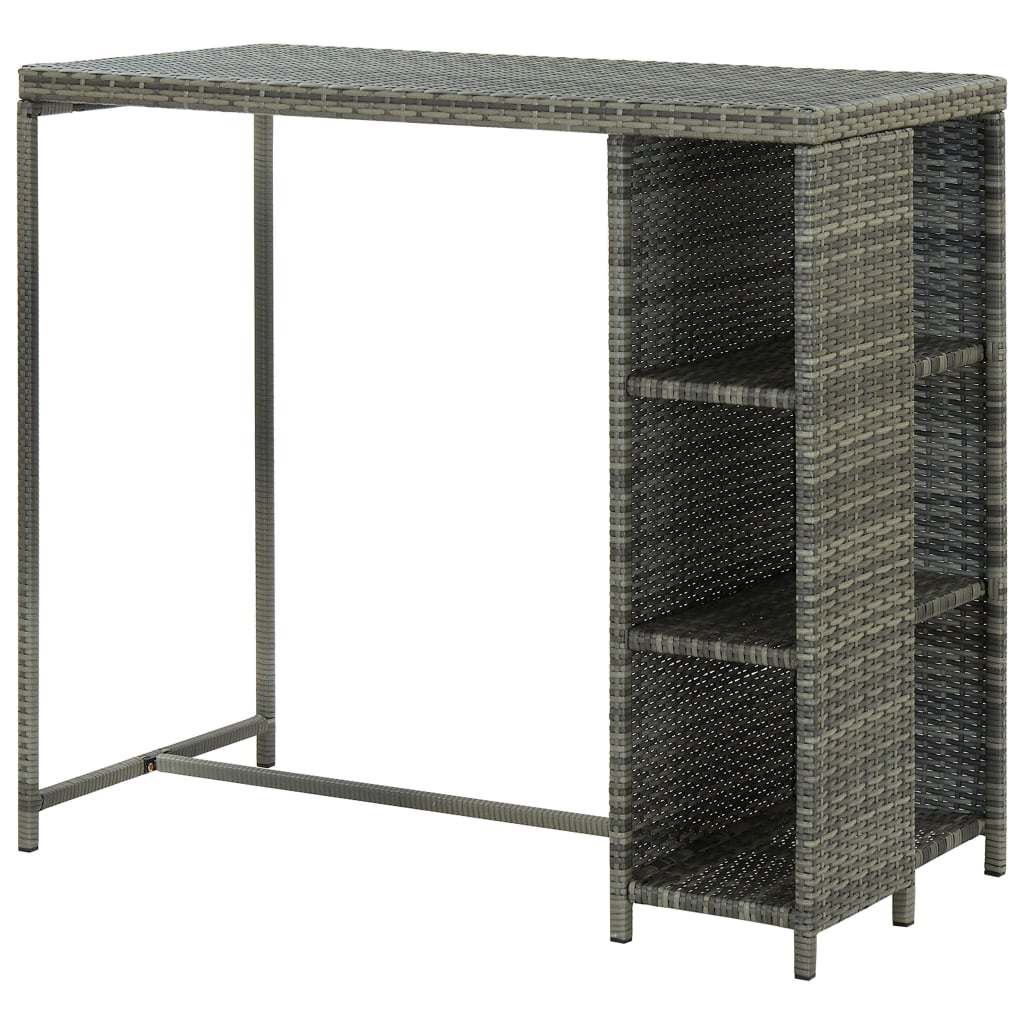 Bartafel met opbergrek 120x60x110 cm poly rattan