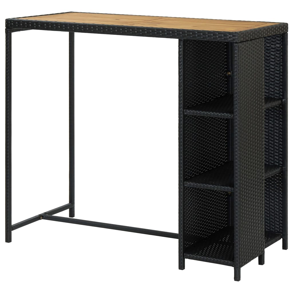 Bartafel met opbergrek 120x60x110 cm poly rattan